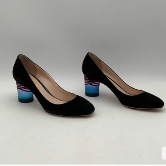 Nicholas Kirkwood Black Heels with Blue and Pink Details - Picture 1 of 8